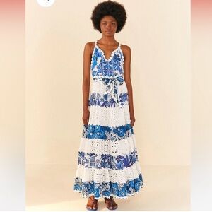 Farm Rio Mixed White and Blue Prints Maxi sz. XL